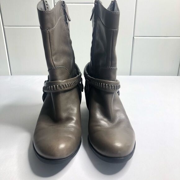 B MAKOWSKY Husdon Gray Leather Harness Western Boots - Picture 4 of 8